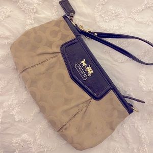 Coach Wristlet, tans and brown with gold embellishments